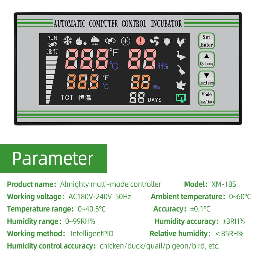 XM-18S Egg Incubator Controller Automatic computer control Incubator Thermostat Full Automatic Multifunction Control System