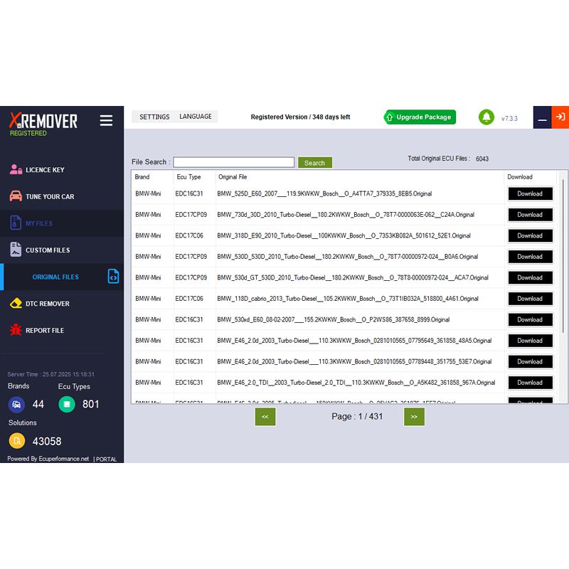 Xremover DTC Chip Tuning Software License Basic Version 5 Tuned Files Per Day Supports Stage 1
