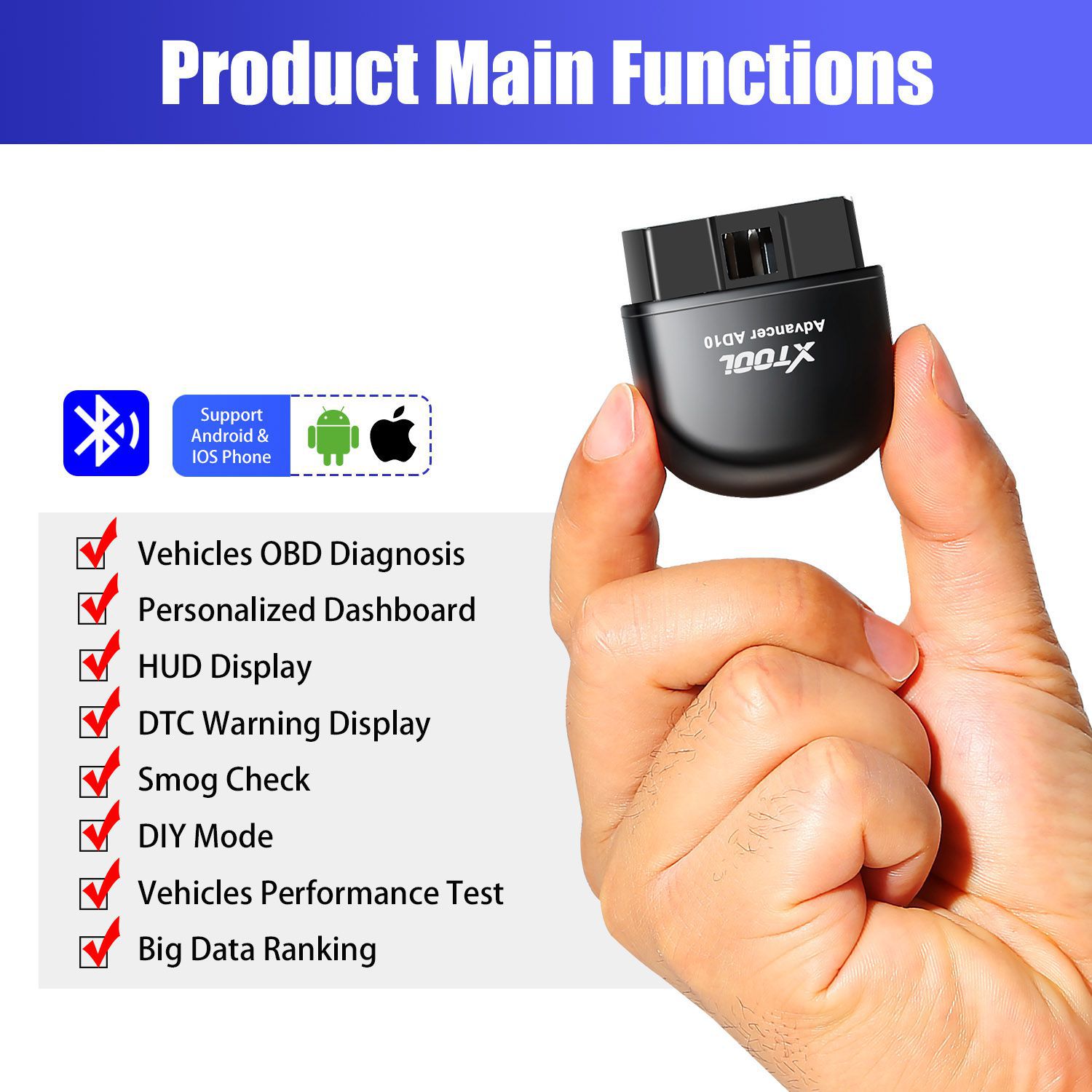 XTOOL AD10 ELM327 Advancer OBD2 Diagnostic Scanner