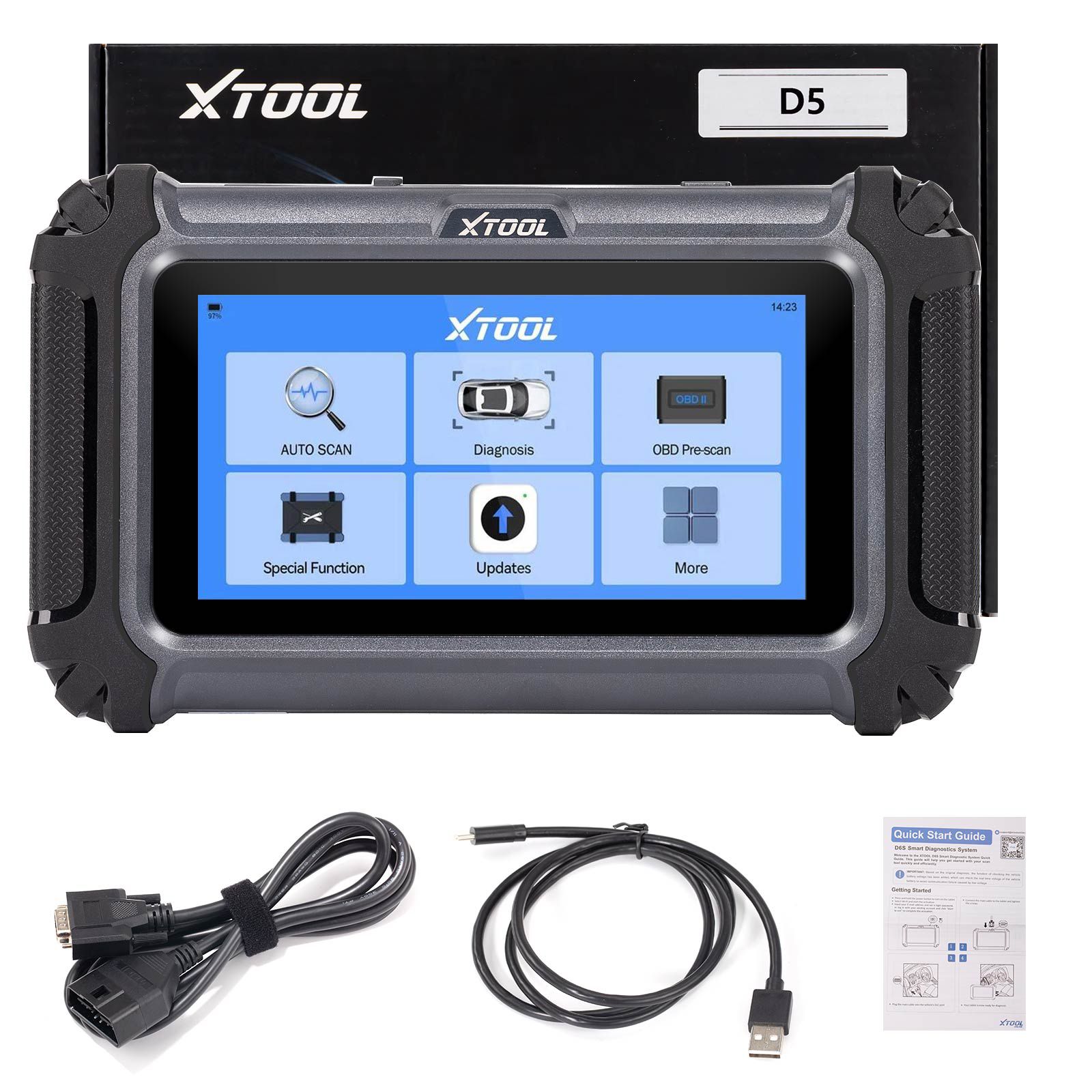 XTOOL D5 Vehicle Scanner with 9 Maintenance Services Oil Light Reset, EPB, SAS, DPF, BMS Reset, Throttle, TPMS Reset, Injector Coding