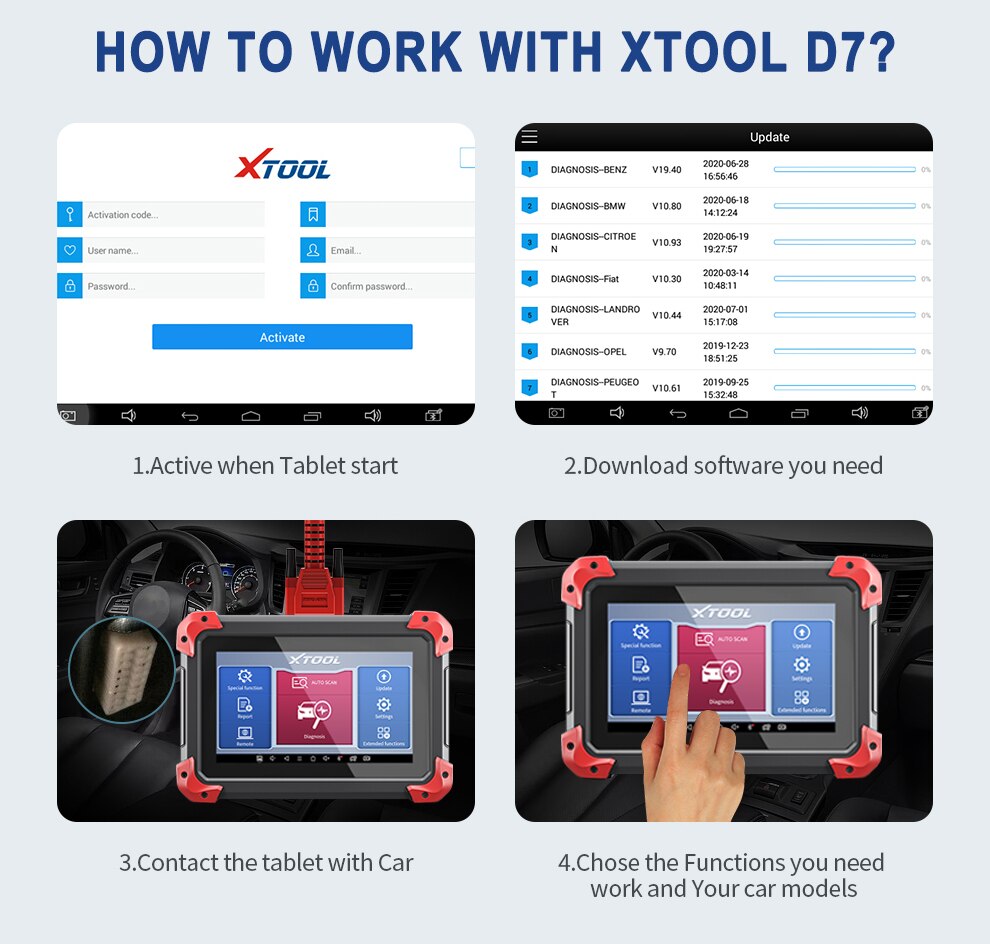 Newest XTOOL D7 Automotive All System Diagnosis Tool Code Reader Key Programmer Auto Vin OBDII Scanner Free Update