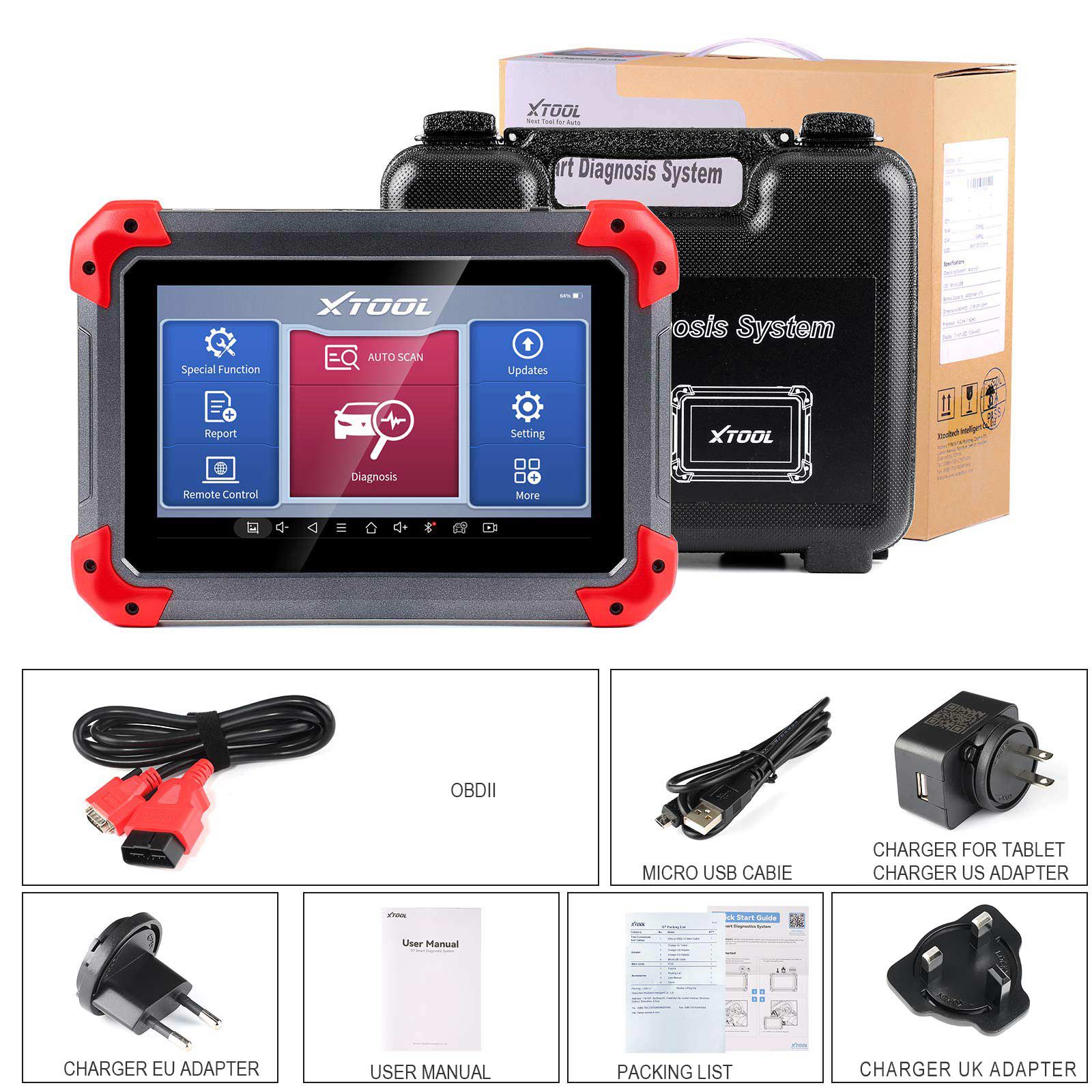 XTOOL D7 Automotive Diagnostic Tool Bi-Directional Support OE-Level Full Diagnosis with 36+ Services IMMO/Key Programming ABS Bleeding