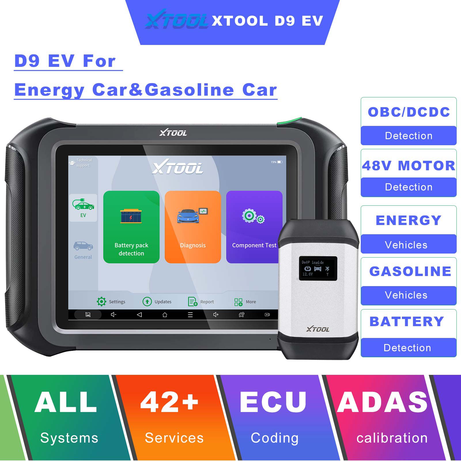 XTOOL D9 EV Electric Vehicles Diagnostic Tablet Support DoIP and CAN-FD For Tesla For BYD With Battery Pack Detection