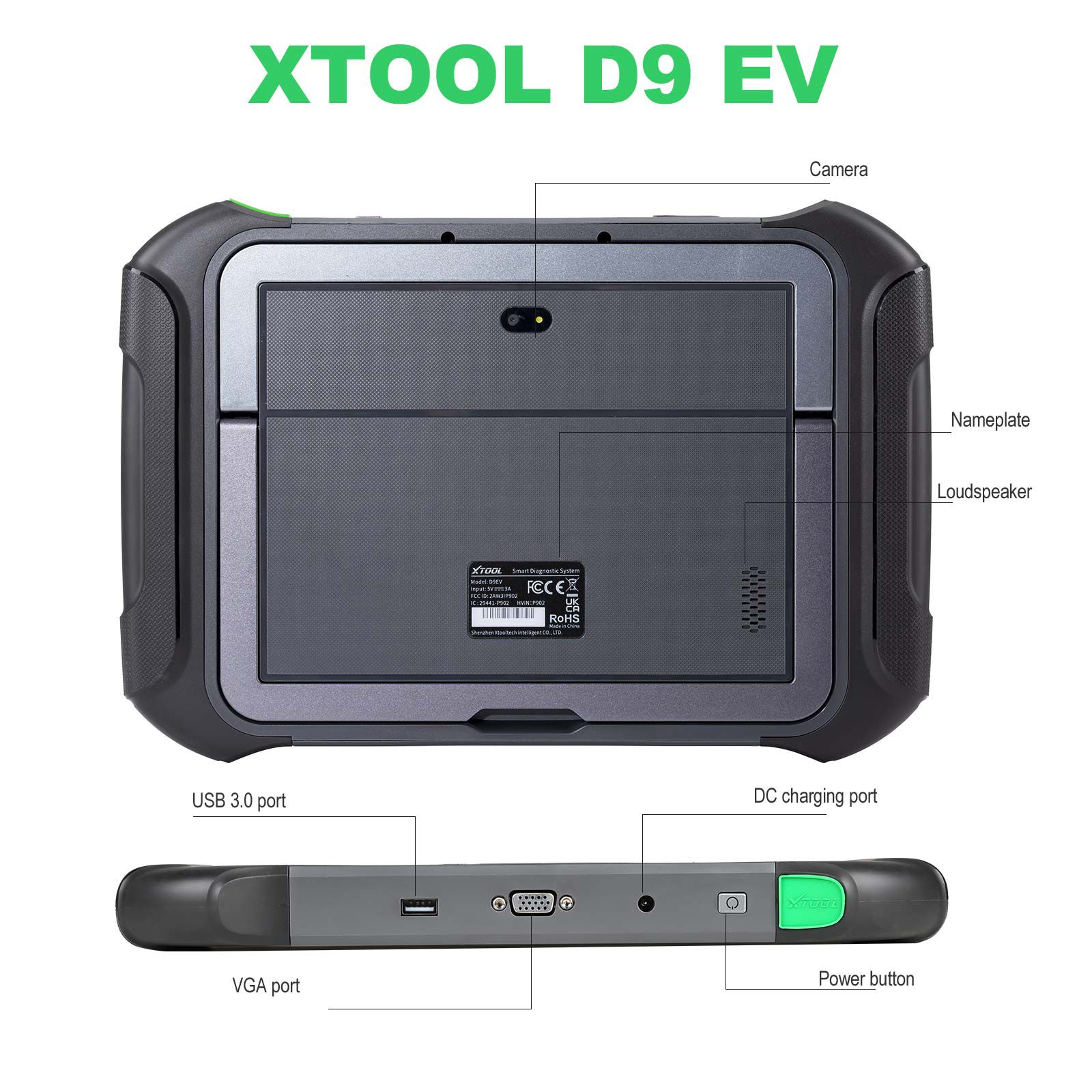 XTOOL D9 EV Electric Vehicles Diagnostic Tablet Support DoIP and CAN-FD For Tesla For BYD With Battery Pack Detection