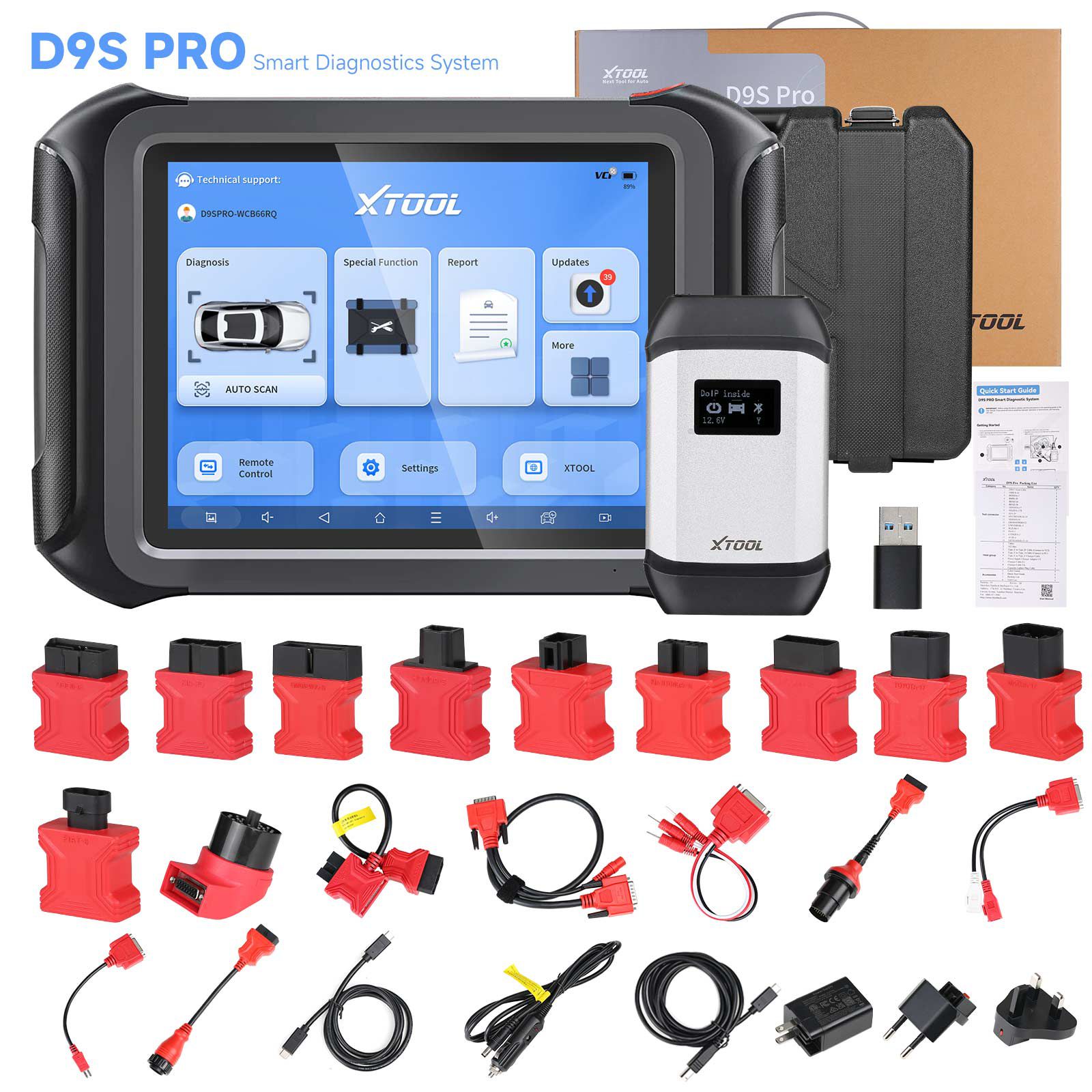 2024 XTOOL D9S Pro Wifi Connection Auto Diagnostic Scanner Support ECU Coding Topology Mapping Key Programming 42 Service Functions CAN FD DoIP