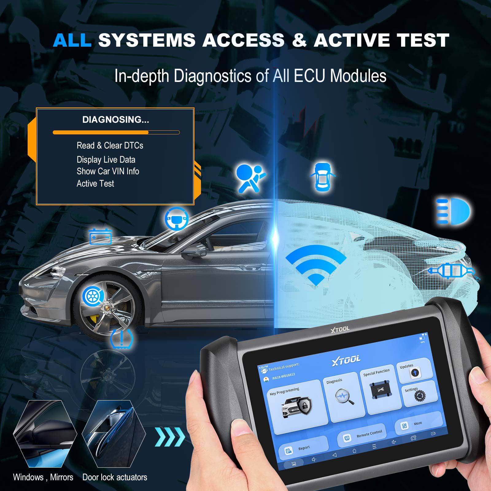 XTOOL InPlus IK618 Key Programming Tool with KC100 Programmer and EEPROM Adapter Support Bi-Directional Control, 31+ Services, OE Full Diagnos