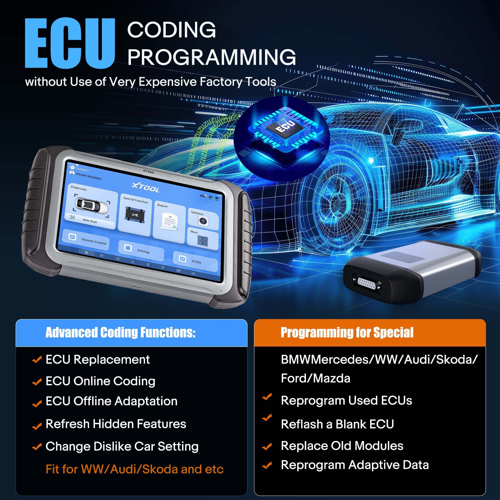 2025 XTOOL INPLUS IP919Pro All Systems Bidirectional Wireless Diagnostic Tool Support DOIP / CANFD & FCA, ECU Programming for BBV, Test Plan for BMW