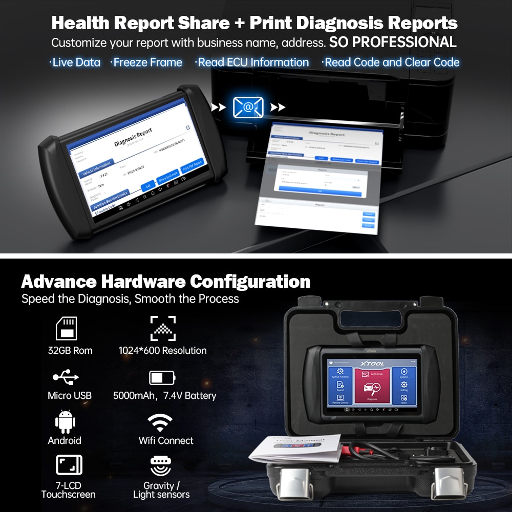 XTOOL IP819 Automotive Diagnostic Scan Tools ECU Coding 30+ Services Bi-Directional Controls Full Diagnostics Auto Key