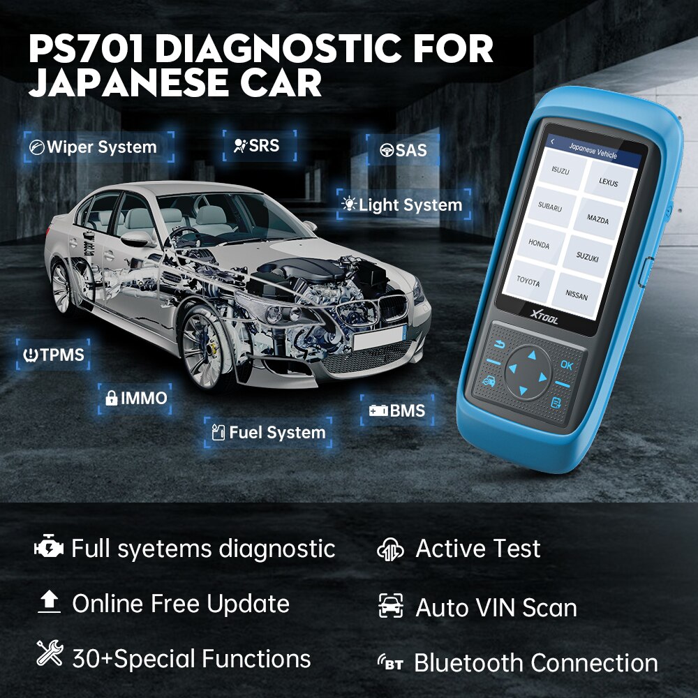 XTOOL PS701Pro PS701 Pro Diagnostic Tools With Active Test/BT For Lexus For Toyota For Kia For Isuzu For Subaru For Nissan Online Update