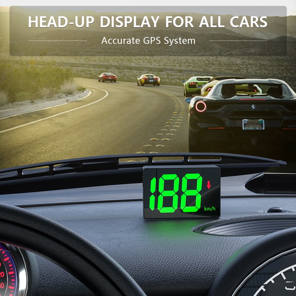 Y02 GPS Speedometer Speed Radar Detector HUD Display Digital Speed Alarm MPH KMH Altitude Display Projector for All Car