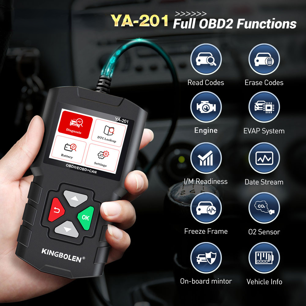 YA201 Car Code Reader OBDII/EOBD Auto Diagnostic Tool Data stream save playback OBD2 Scanner Clear code PK CR3001