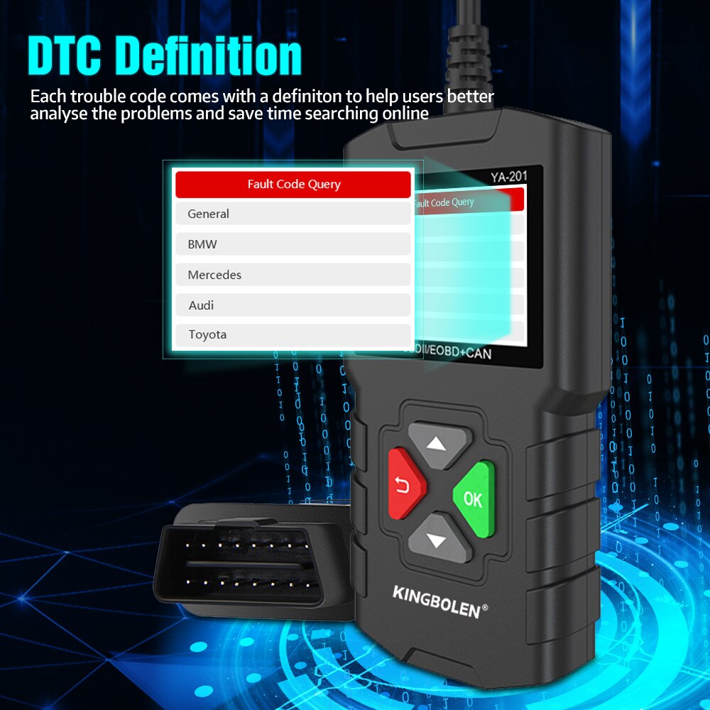 YA201 Car Code Reader OBDII/EOBD Auto Diagnostic Tool Data stream save playback OBD2 Scanner Clear code PK CR3001