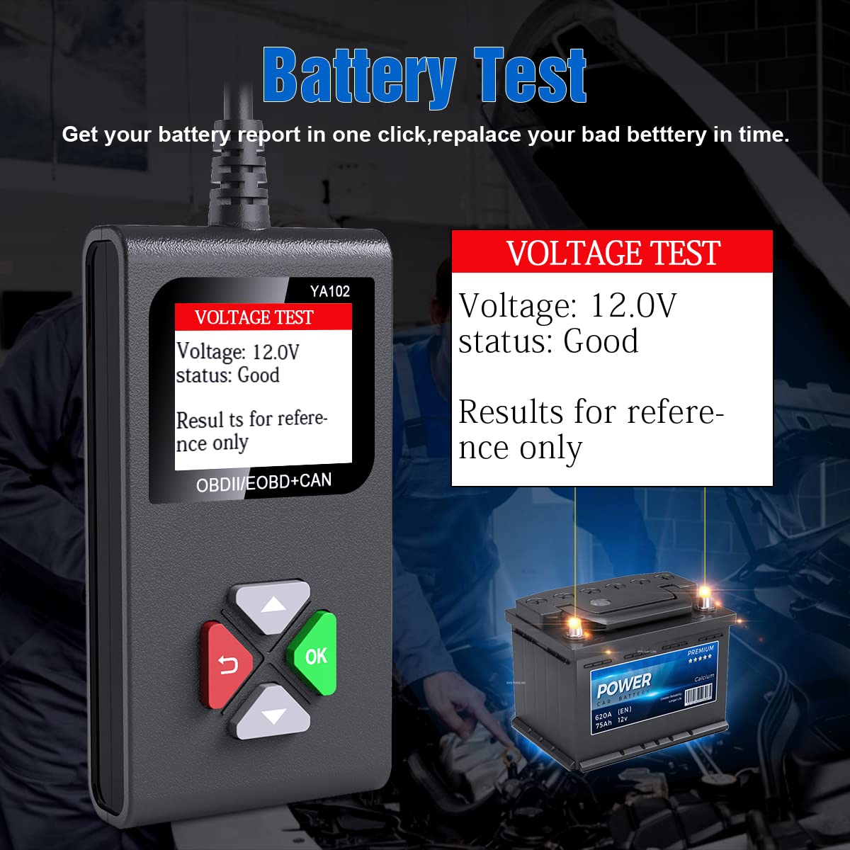 YA206 Code Reader Car Scanner Engine check OBDII EOBD Battery Test Auto Diagnostic Tool OBD2 Scanner PK CR3001 AL319
