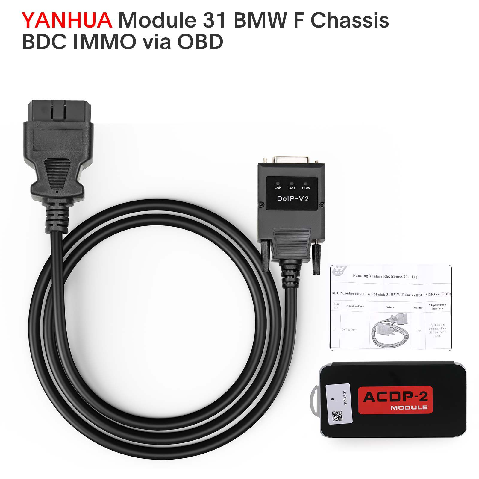 2025 Yanhua ACDP-2 BMW IMMO Package with Module 1/2/3/31/38 + License + BDC2 Platform + B48/N20/N55/B38 Bench Interface Board + BDC3 BCP Board