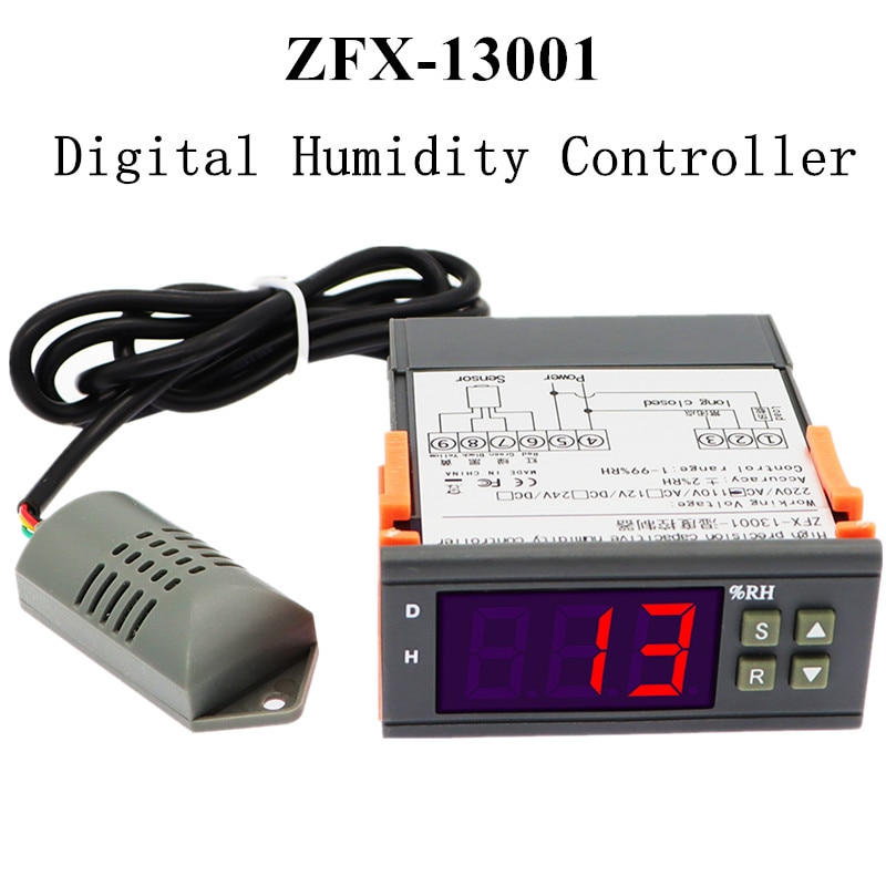 ZFX-13001 Humidity Controller Hygrometer Controller 1% ~ 99% RH 220V 10A Hygrostat Humidistat PU Delay Protection Function