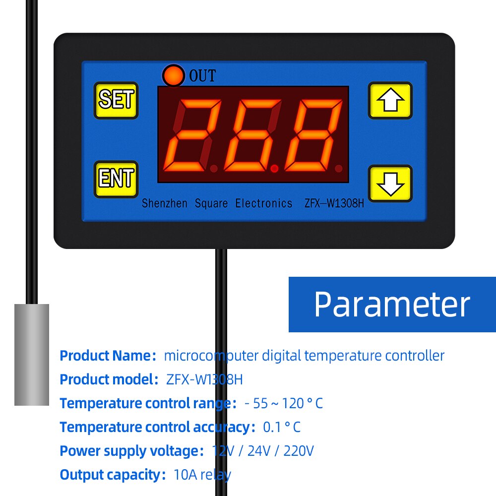 ZFX-W1308H Microcomputer Temperature Controller Thermostat Intelligent Time Controller Adjustable Electronic -55~120 ℃