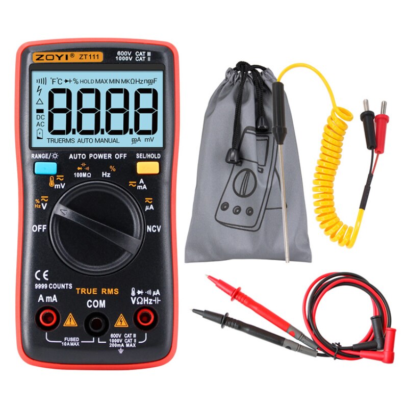 ZT111 Digital Multimeter Professional 9999-Count DC AC Voltage Current Tester True RMS NCV DC AC Voltmeter Capacitor Meter