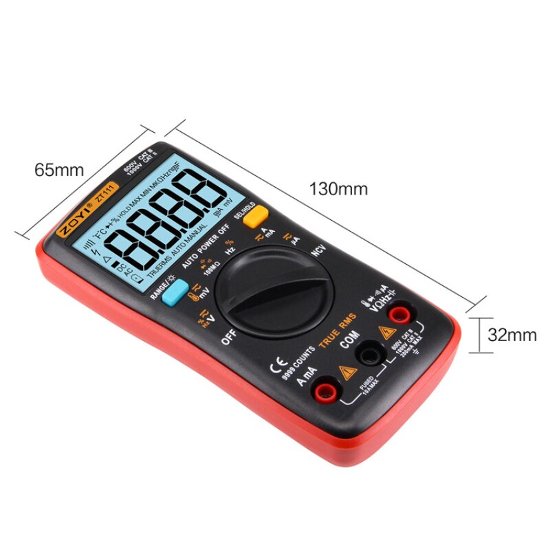 ZT111 Digital Multimeter Professional 9999-Count DC AC Voltage Current Tester True RMS NCV DC AC Voltmeter Capacitor Meter