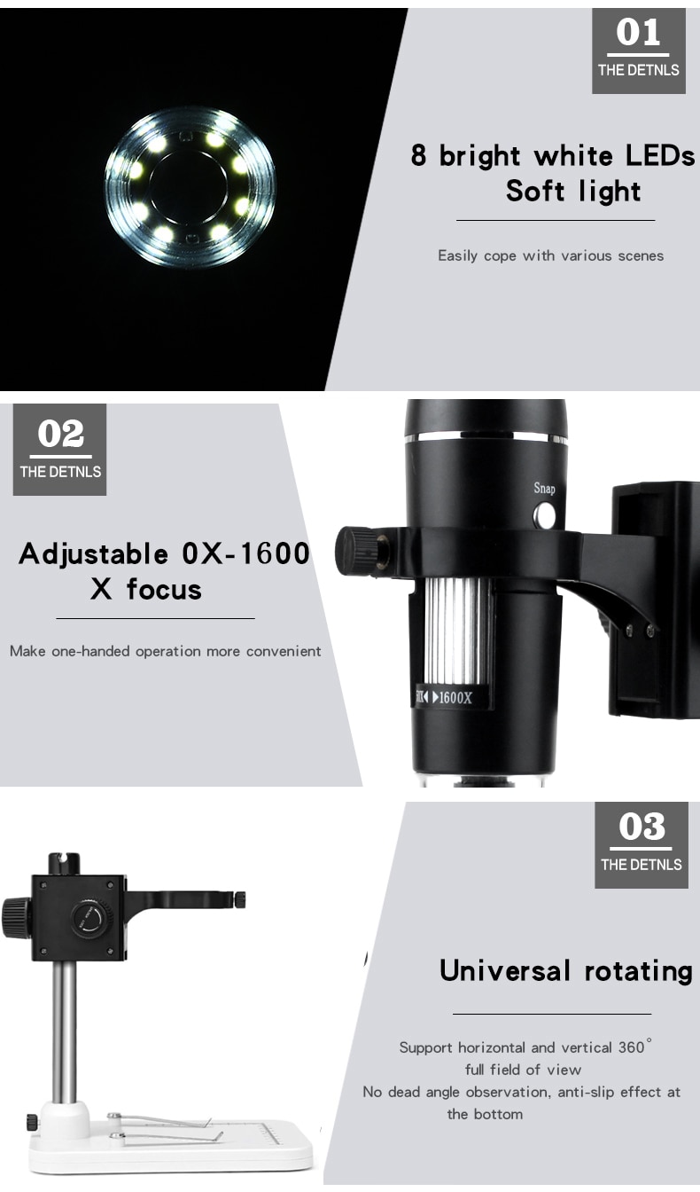 1600X 1000X USB Microscope Handheld Portable Digital Mic