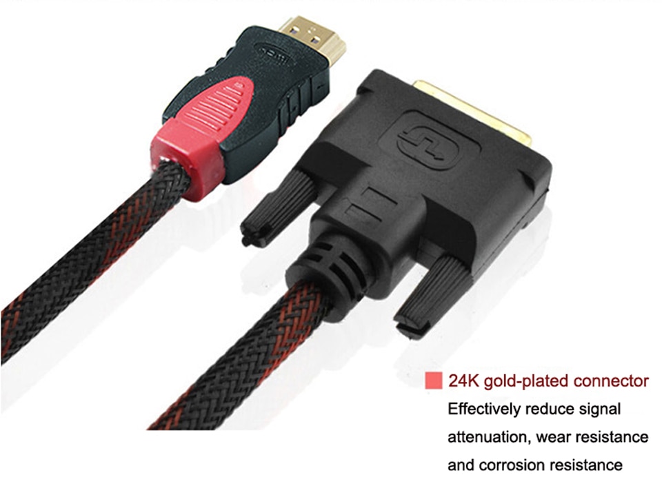 HDMI To DVI Cable 1080P Gold Plated Male to 24+1 Pin Mal