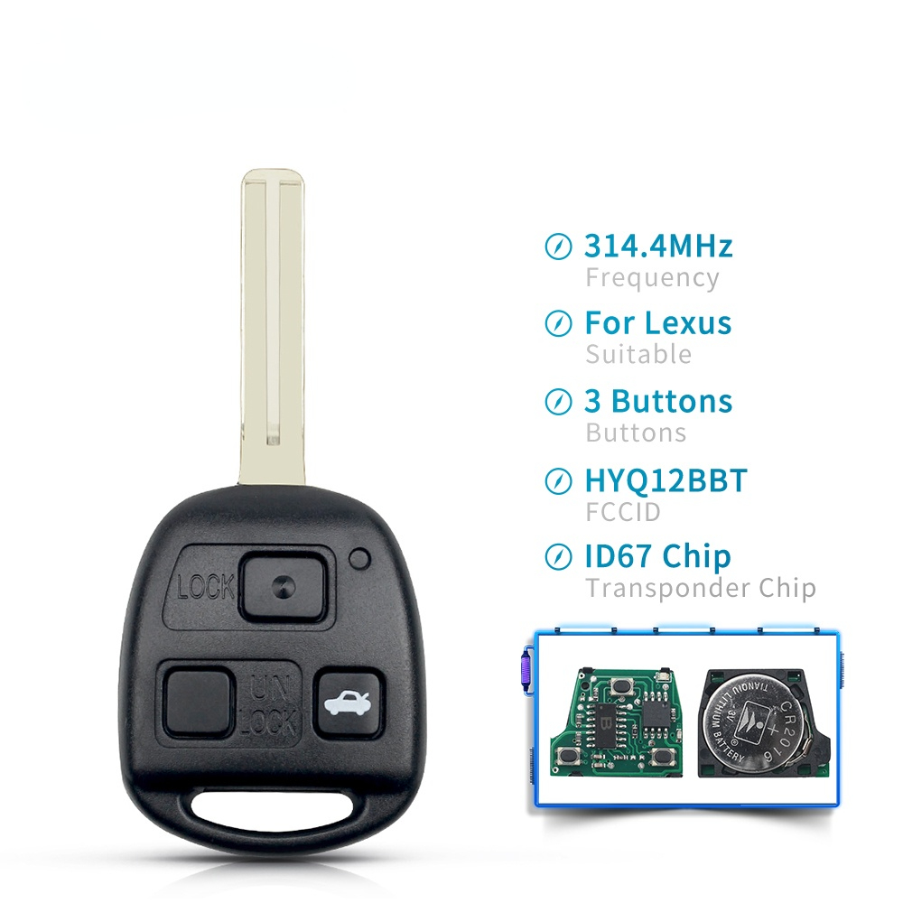 314.4 Mhz HYQ12BBT 3 Buttons Fob 4D67 Chip Car Remote Ke