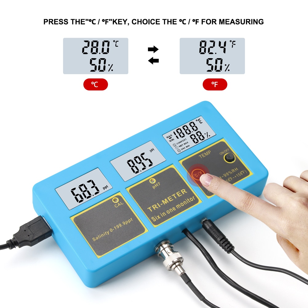 4 in 1 Online PH Salinity Temperature Humidity Water