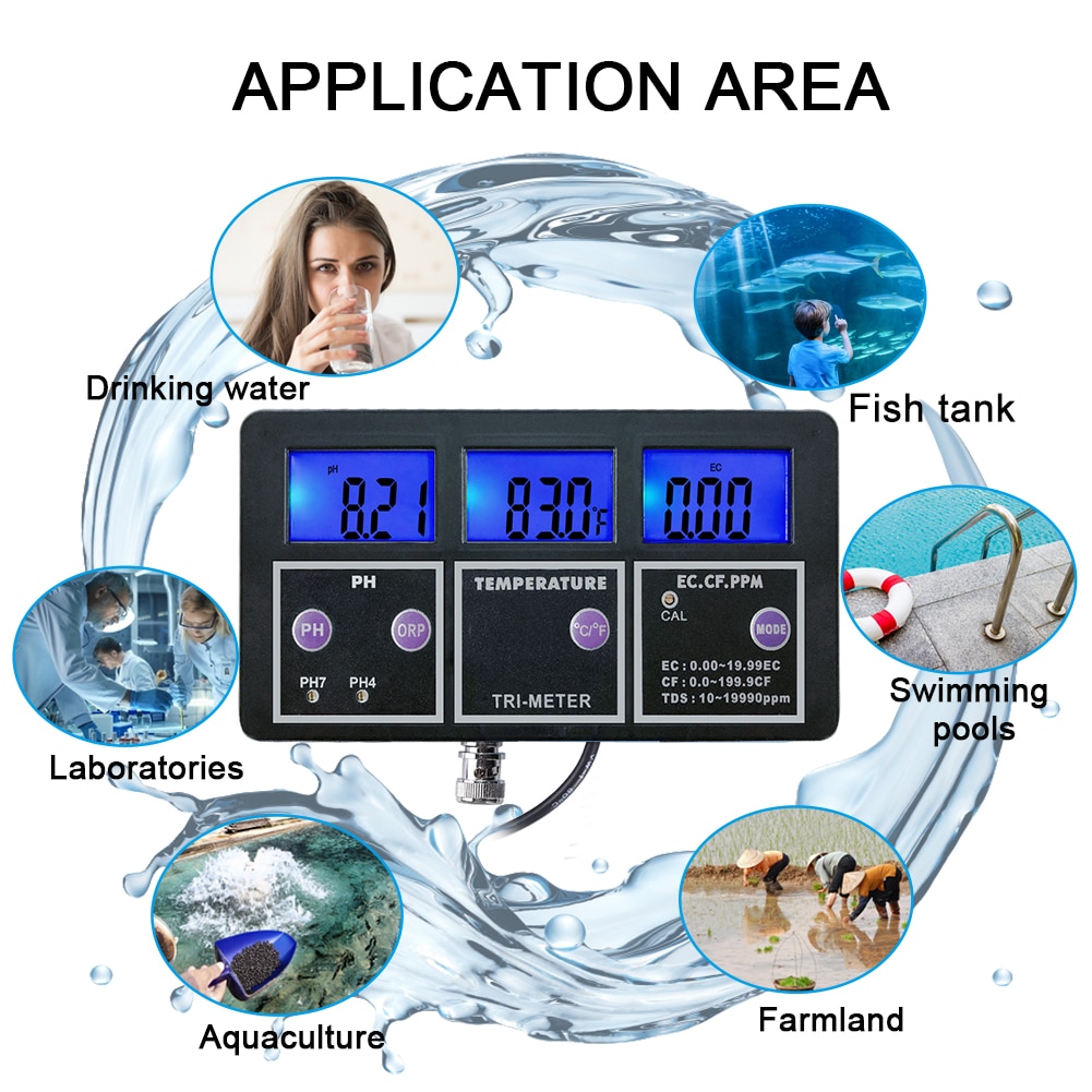 New 5 In 1 PH/ORP/TDS/EC/TEMP Meter