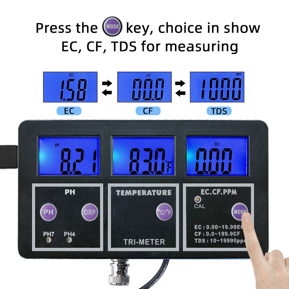 New 5 In 1 PH/ORP/TDS/EC/TEMP Meter