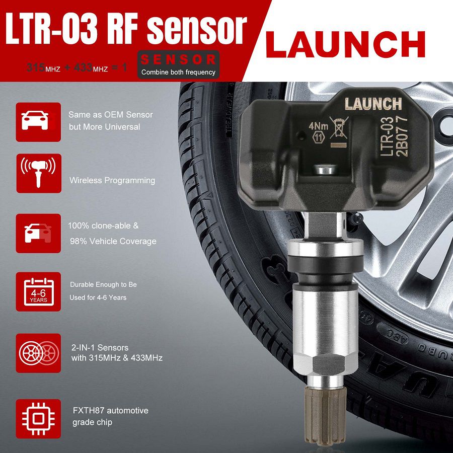 Launch LAUNCH LTR-03 RF Sensor 315MHz & 433MHz Metal & Rubber