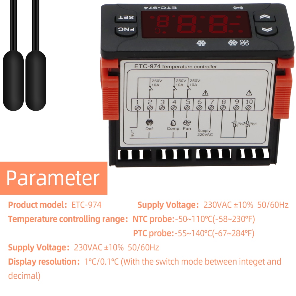 5pcs ETC-974 Mini Temperature Controller Refrigerator 