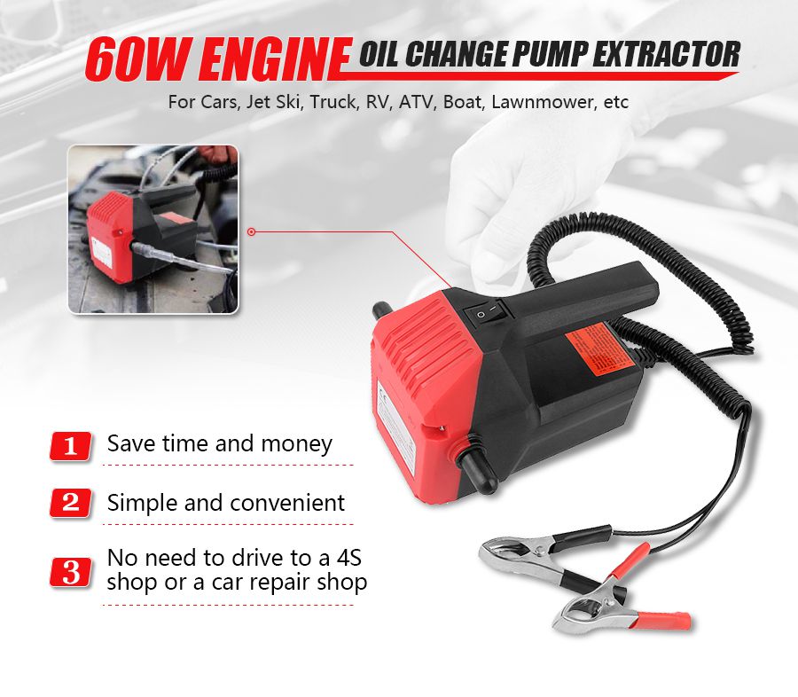 60w Engine Oil Change Pump Extractor 12V Oil Extraction Pump Oil Transfer Pump Kits 