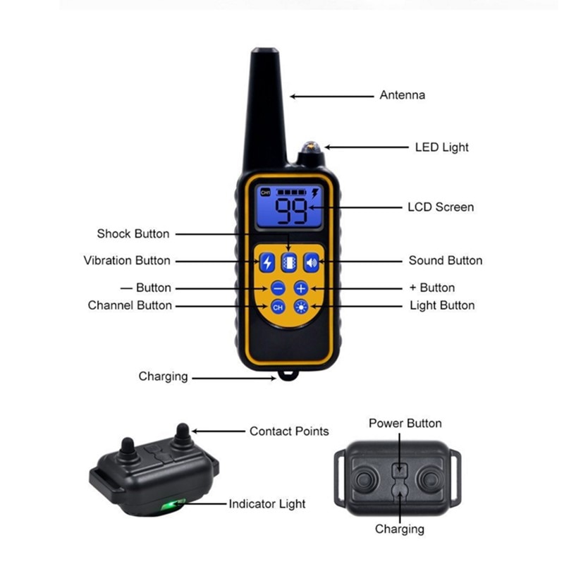 800m Electric Dog Training Collar Waterproof Pet Remote 