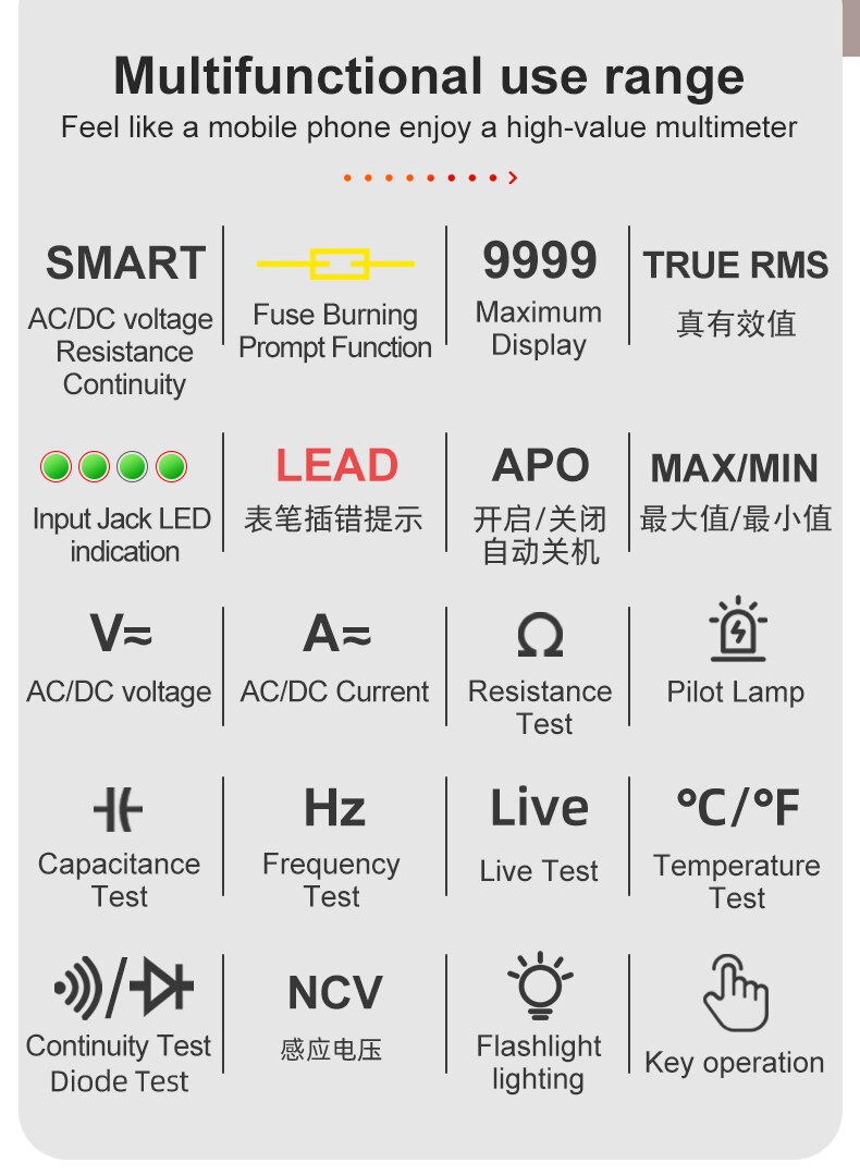 HT116 9999 Counts Smart Multimeter