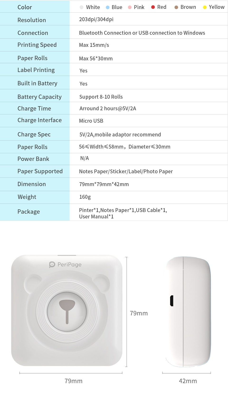 A6 Mini Photo Bluetooth Printer 