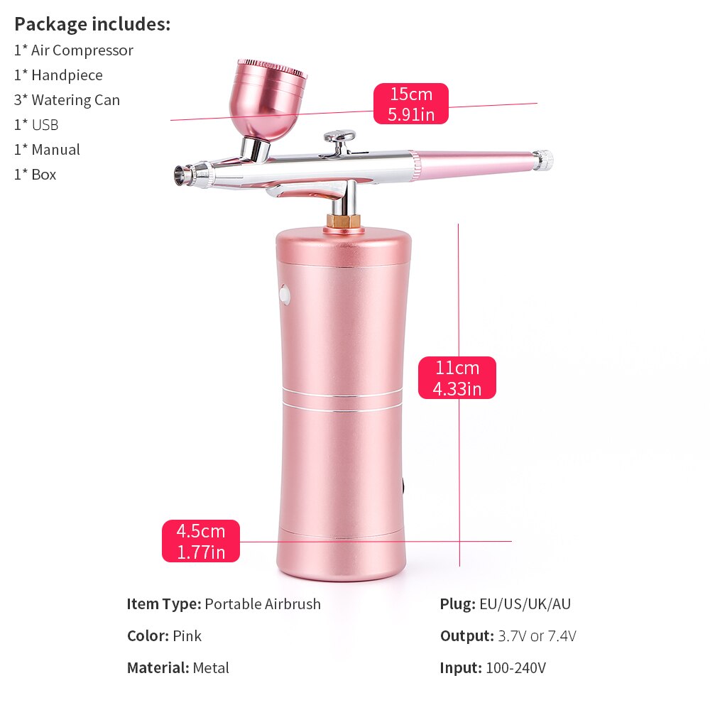 Top 0.4mm Pink Mini Air Compressor 