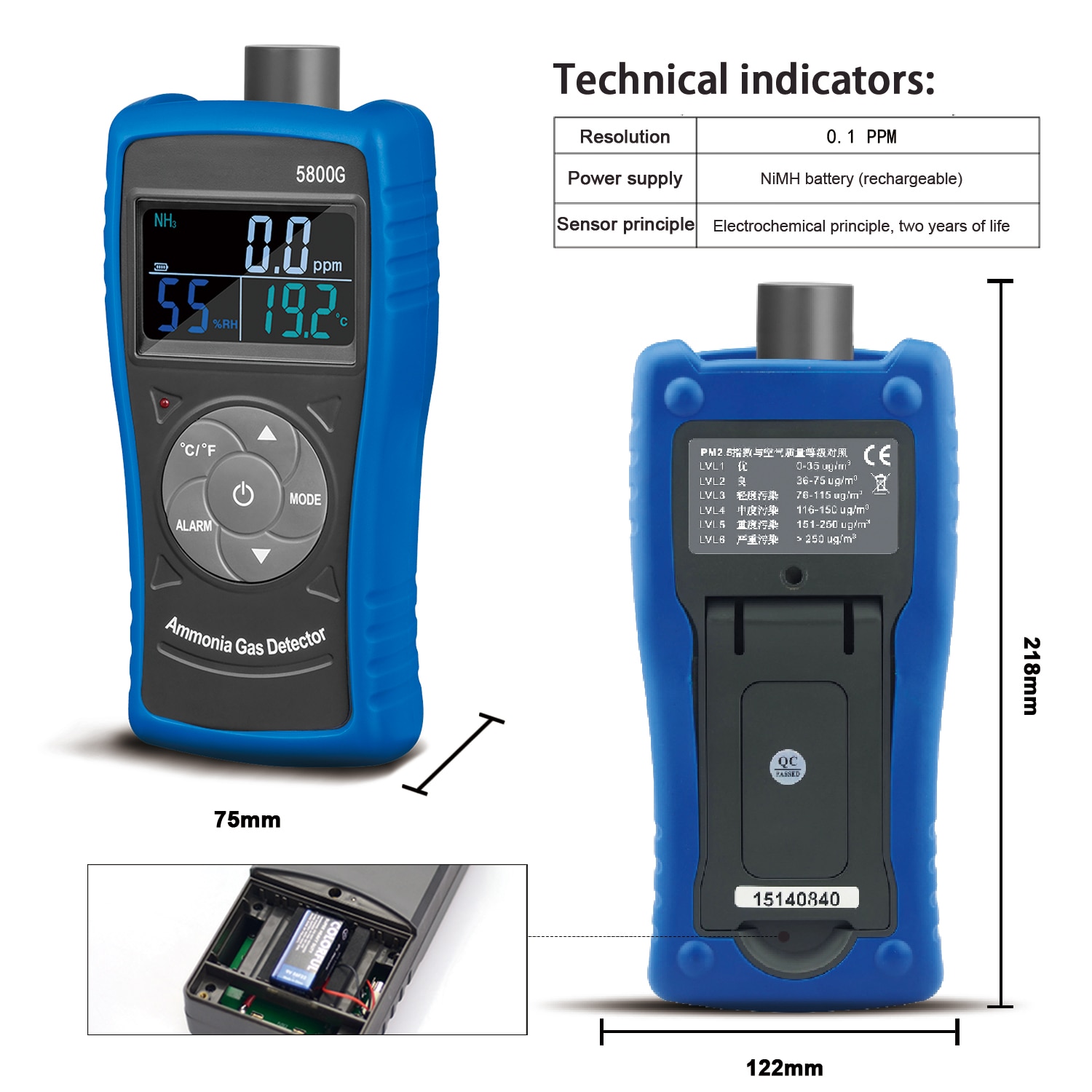 5800G Ammonia Gas Monitoring Detector 