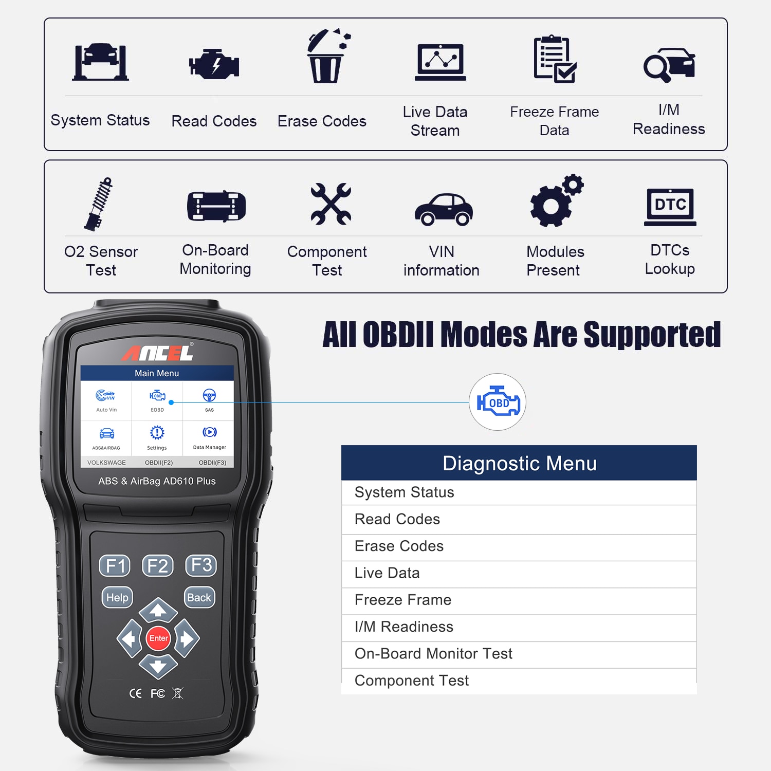 ANCEL AD610 Plus OBD2 Automotive Scanner