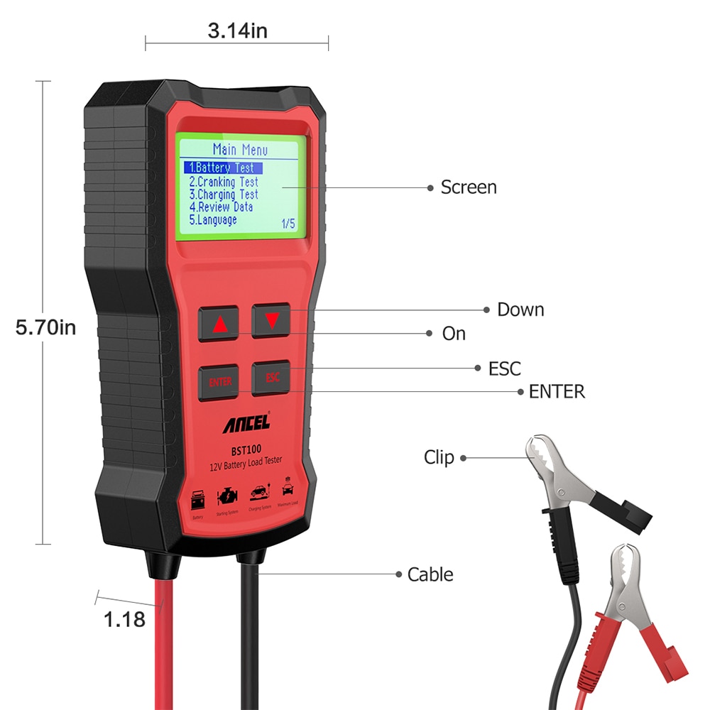 Ancel BST100 Car Battery Tester