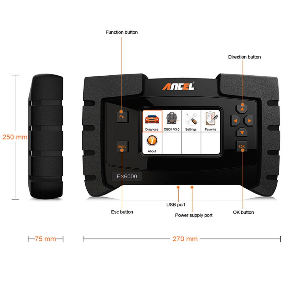 Ancel FX6000 OBD2 Car Diagnostic Scanner