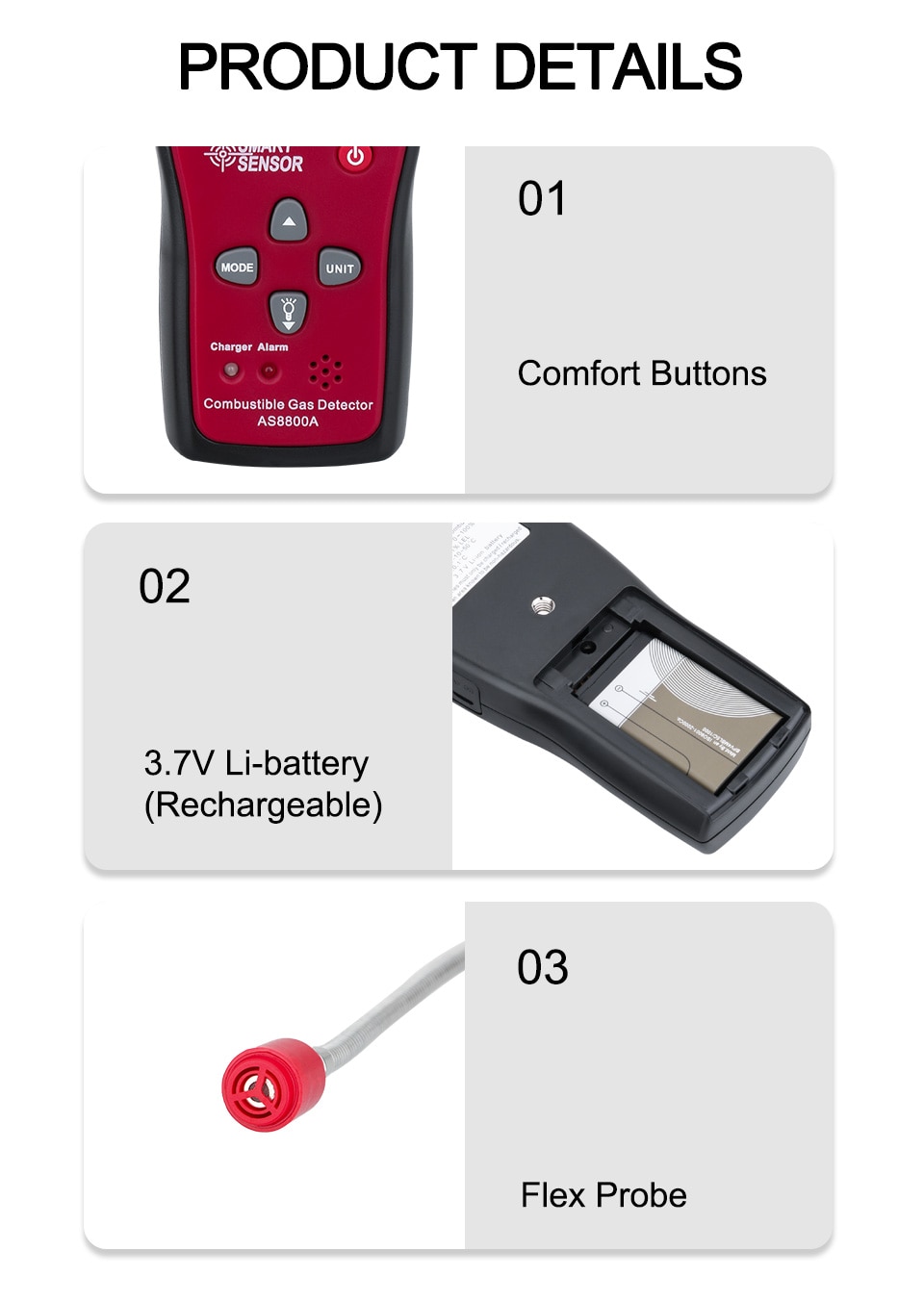 AS8800A Combustible Natural Gas Detector 