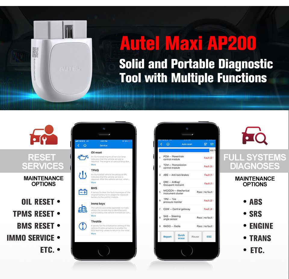 Autel MaxiAP AP200 Bluetooth OBD2 Code Reader 