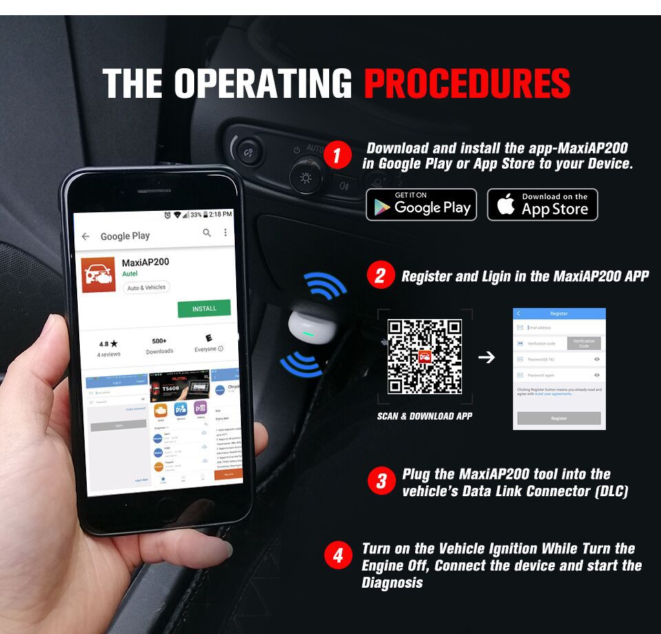 Autel MaxiAP AP200 Bluetooth OBD2 Code Reader