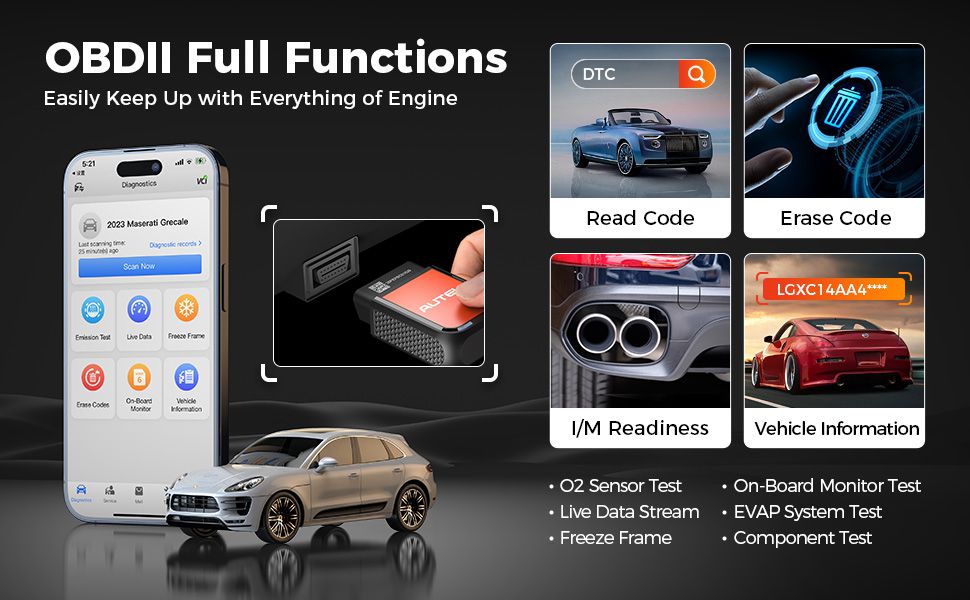 Autel AP2500E Bluetooth Code Reader OBDII Full Tests