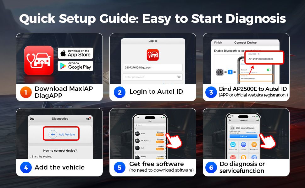 Autel AP2500E Bluetooth Code Reader Easy to start Diagnosis