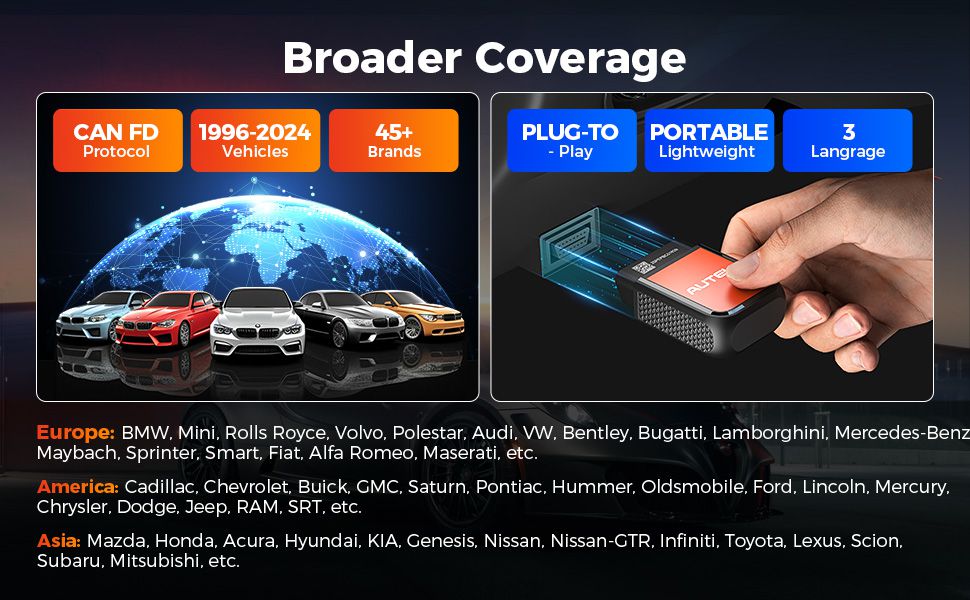Autel AP2500E Powerful Vehicle Coverage for Global Users & Car Models