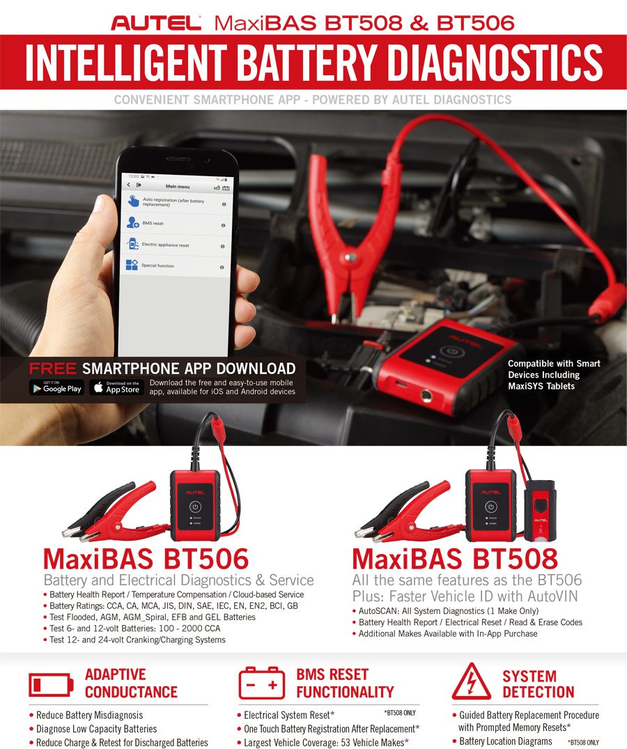 Autel MaxiBAS BT508 vs BT506