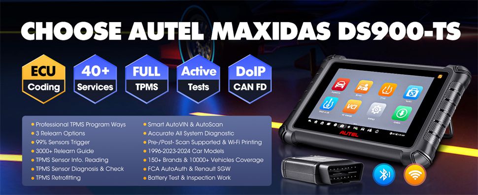 Autel MaxiDAS DS900TS DS900-TS Wireless TPMS Diagnostic Tool Advanced ECU Coding OE All System Diagnosis 40+ Services