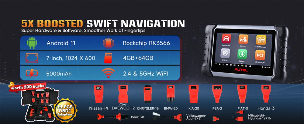Autel MaxiPRO MP808BT Pro Kit with OBDII Adapters