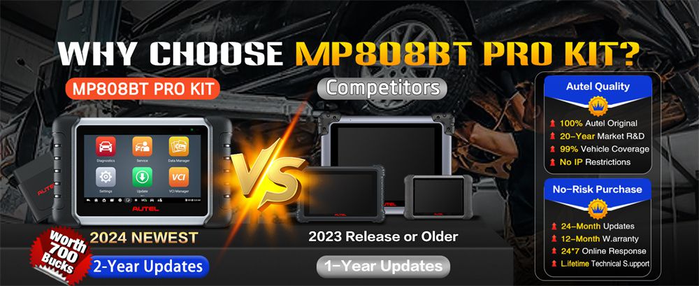 Autel MaxiPRO MP808BT Pro Kit with OBDII Adapters