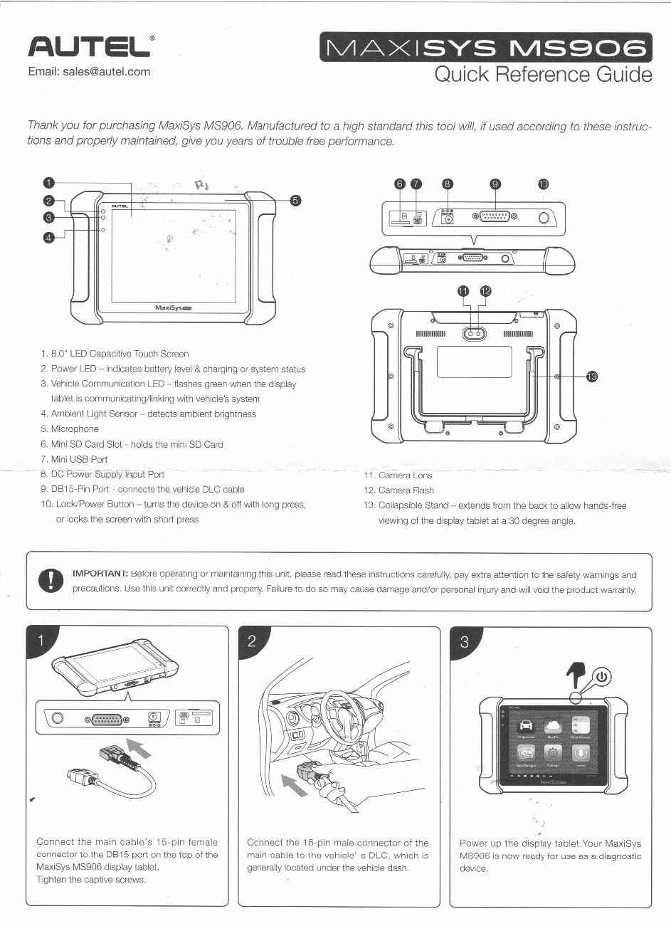 Original AUTEL MaxiSYS MS906 Auto Diagnostic Scanner